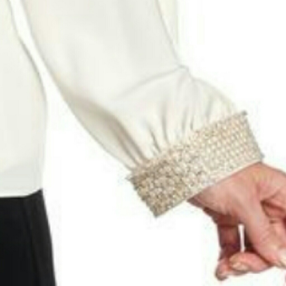 Off-the-Shoulder Top Embellished Cuffs - Picture 3 of 4
